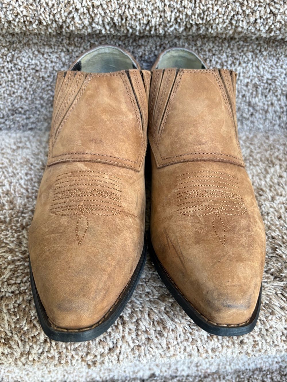 Durango Women’s Brown Leather Slip-On Western Ankle Boots - Picture 3 of 15